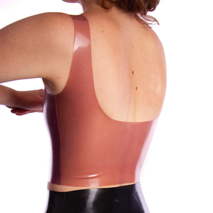 Latex Crop Top - Latex Scoop Neck Crop Top With Translucent Back - Latex Couture