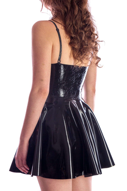 Latex Dress - Flared Mini Dress