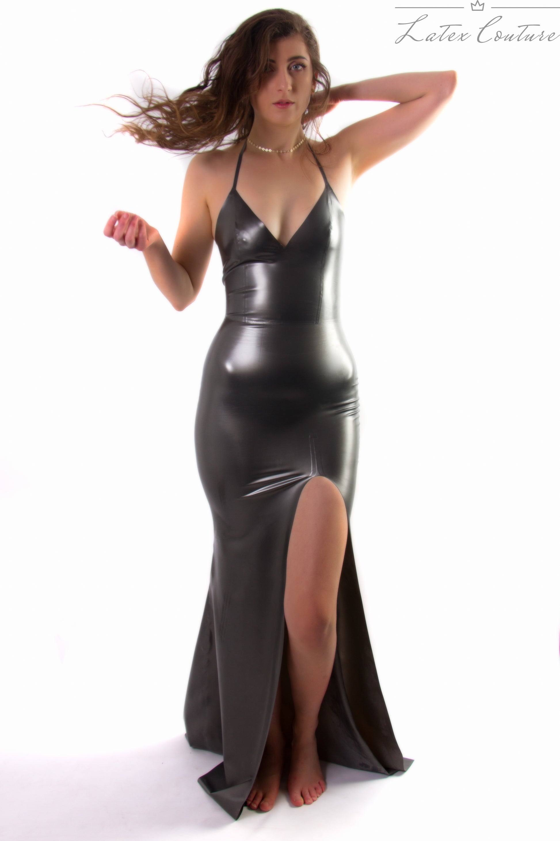 Latex Gown - Latex Slit Leg Gown - Latex Couture