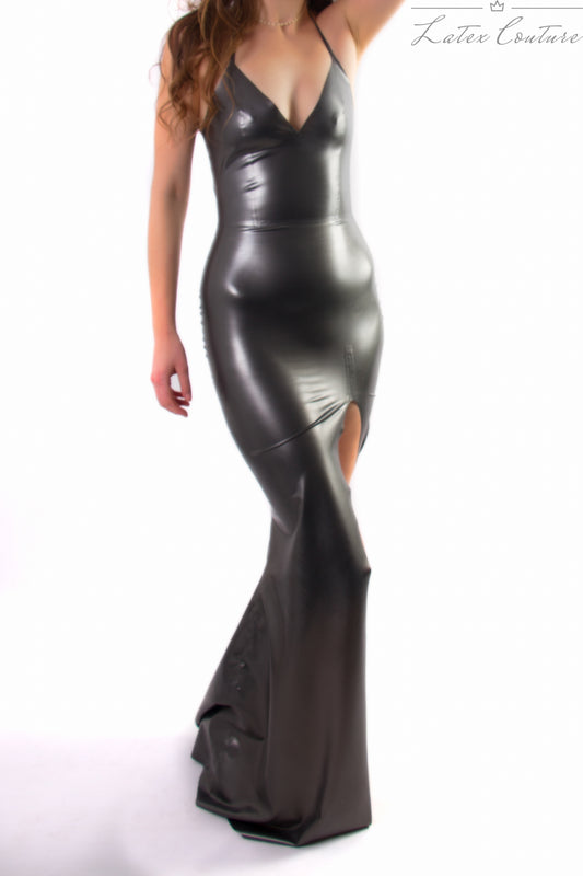 Latex Gown - Latex Slit Leg Gown - Latex Couture