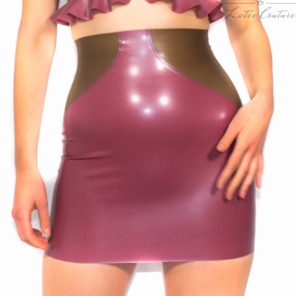 Latex Skirt - Latex Extra High Waisted Mini Skirt With Translucent Sides - Latex Couture