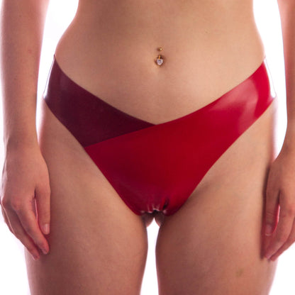 Latex Underwear - Glitter Red Latex Thong - Latex Couture