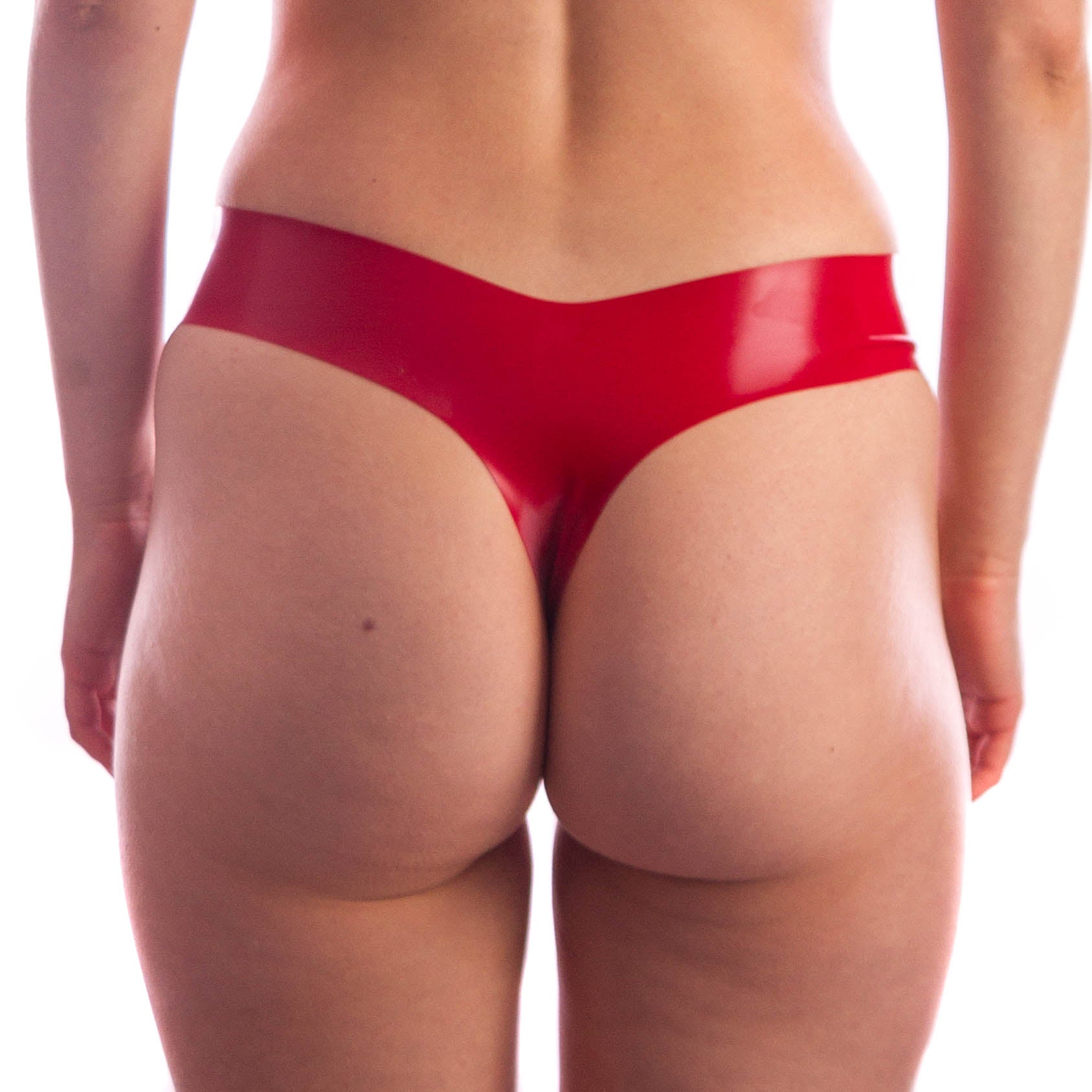Latex Underwear - Glitter Red Latex Thong - Latex Couture