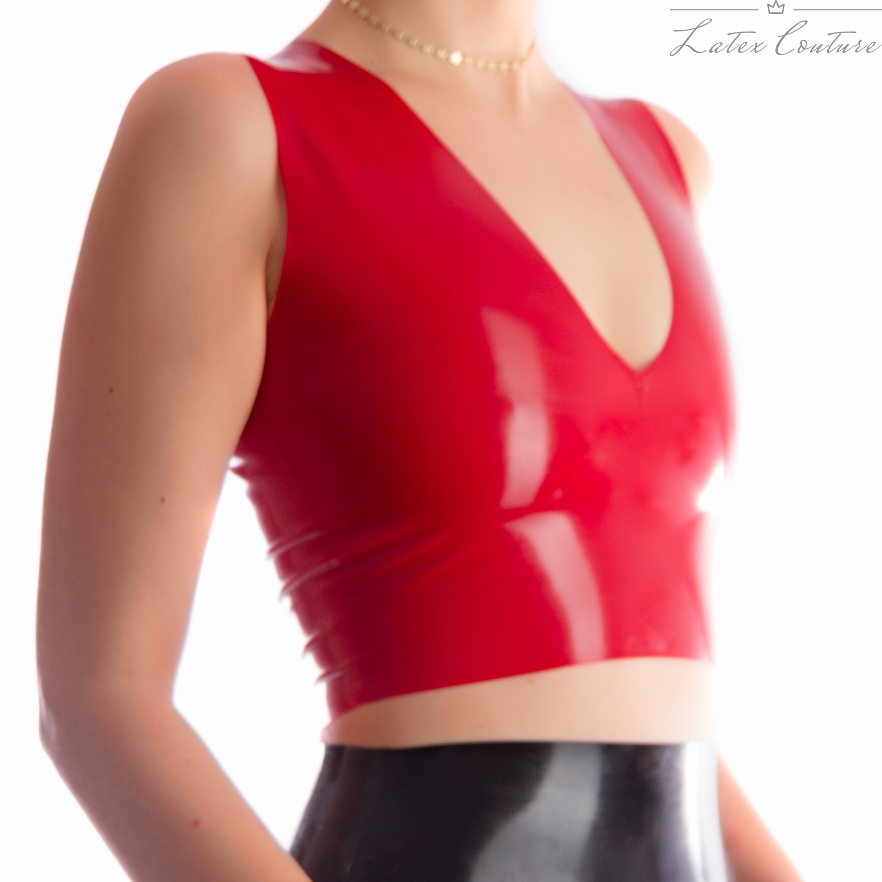 Latex Crop Top - Latex V Neck Crop Top - Latex Couture