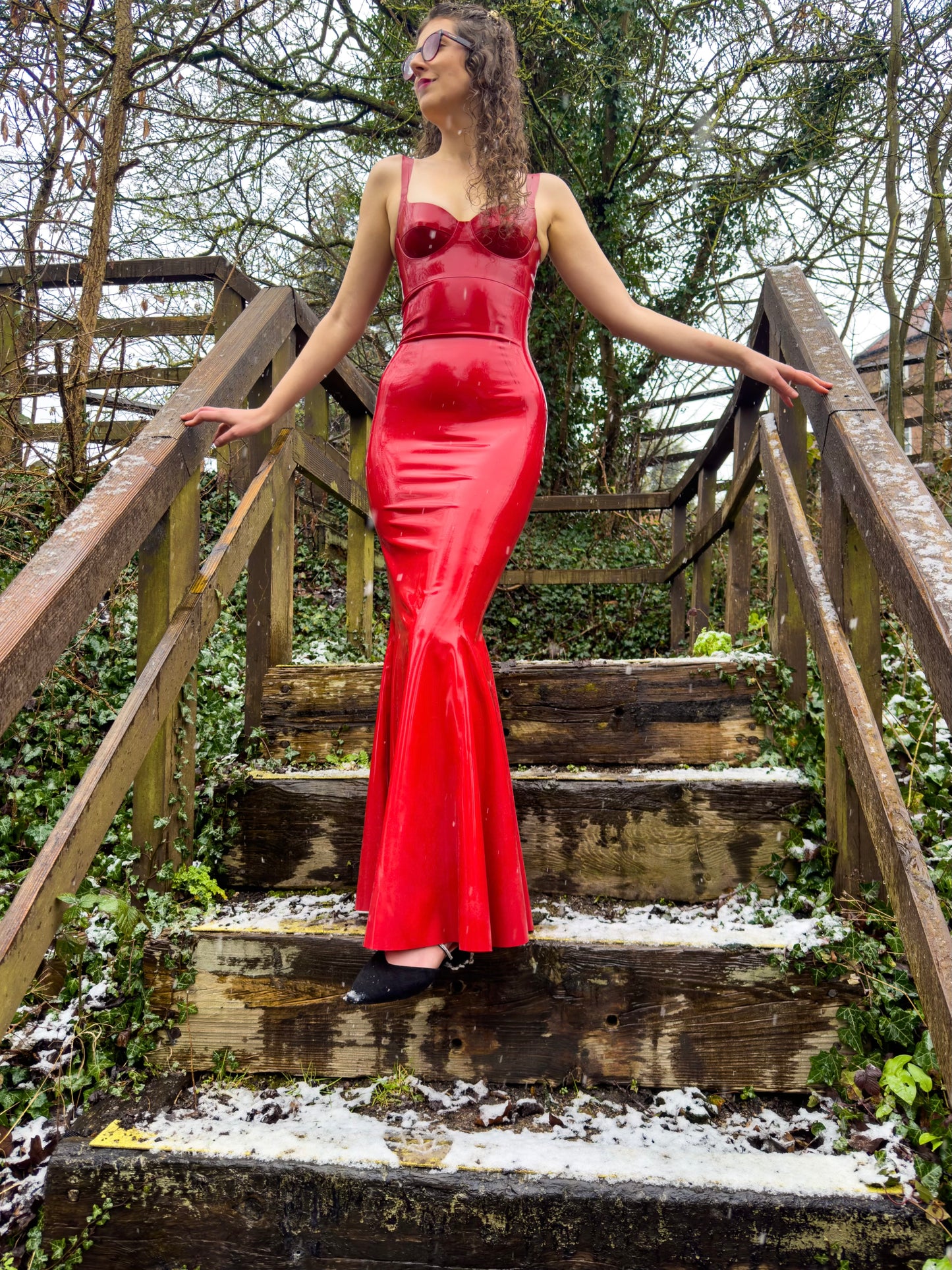 Latex Dress - Latex Double Strapped Cupped Gown